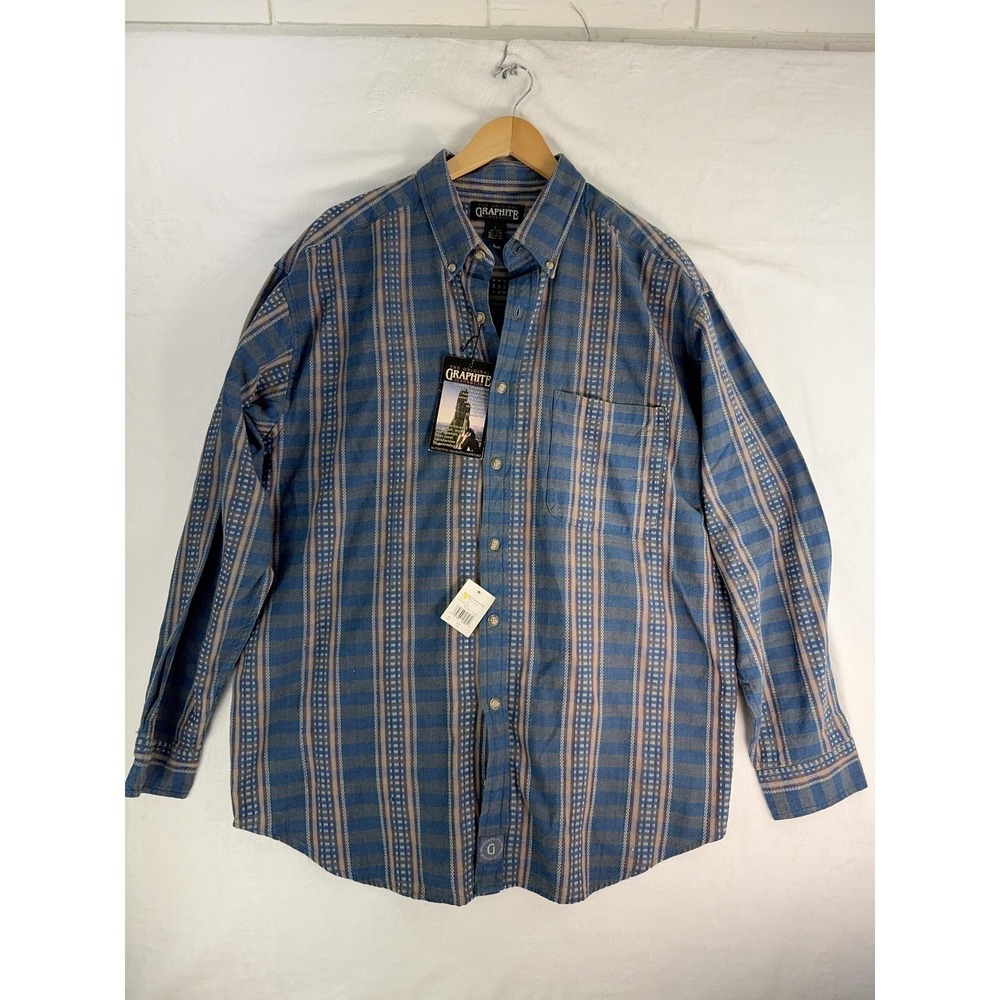 Graphite Jeanswear Shirt Mens Large Blue Sky Dune Stripe Button Up Cotton NWT